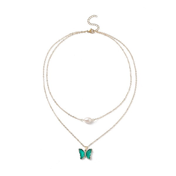 PandaHall Glass Butterfly & Natural Pearl Pendants Double Layer Necklace with Clear Cubic Zirconia, Golden Brass Jewelry for Women, Sea...
PandaHall Glass Butterfly & Natural Pearl Pendants Double Layer Necklace with Clear Cubic Zirconia, Golden Brass Jewelry for Women, Sea...