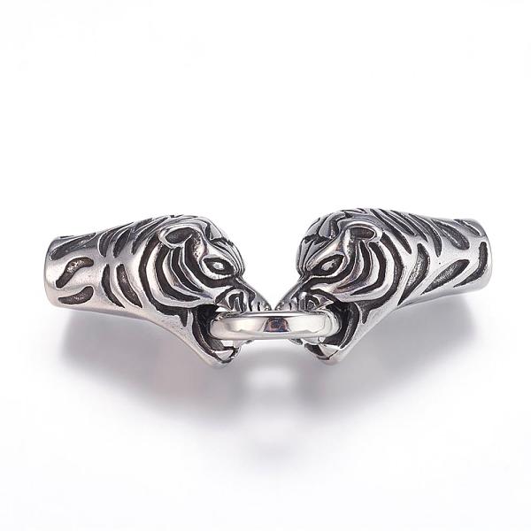 PandaHall 304 Stainless Steel Spring Gate Rings, O Rings, with Two Cord Ends, Leopard Head, Antique Silver, 67x18x15mm, Half Hole: 7mm 304...
PandaHall 304 Stainless Steel Spring Gate Rings, O Rings, with Two Cord Ends, Leopard Head, Antique Silver, 67x18x15mm, Half Hole: 7mm 304...