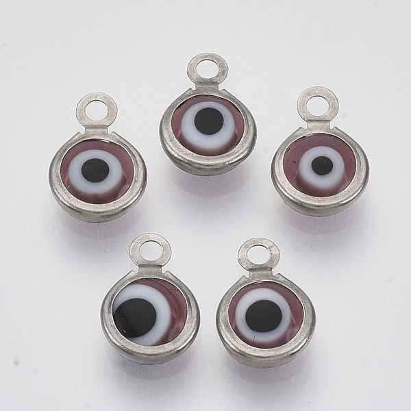 PandaHall Handmade Lampwork Charms, with 304 Stainless Steel Findings, Flat Round with Evil Eye, Rosy Brown, 9.5x6.5x2.5mm, Hole: 1.5mm...
PandaHall Handmade Lampwork Charms, with 304 Stainless Steel Findings, Flat Round with Evil Eye, Rosy Brown, 9.5x6.5x2.5mm, Hole: 1.5mm...