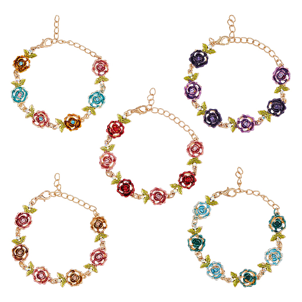PandaHall FIBLOOM 5Pcs 5 Colors Alloy Rose Link Chain Bracelets Set with Rhinestone, Mixed Color, Inner Diameter: 6-1/8 inch(15.7cm)..., Multicolor
PandaHall FIBLOOM 5Pcs 5 Colors Alloy Rose Link Chain Bracelets Set with Rhinestone, Mixed Color, Inner Diameter: 6-1/8 inch(15.7cm)..., Multicolor