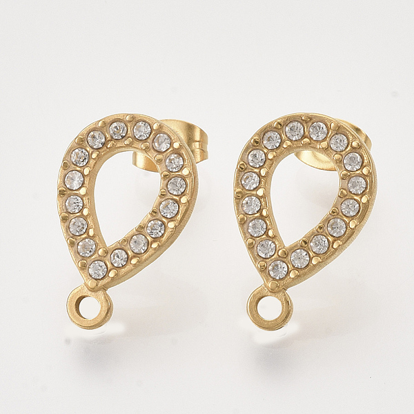 PandaHall 304 Stainless Steel Stud Earring Findings, with Rhinestone, Loop and Ear Nuts/Earring Backs, Teardrop, Golden, Crystal..., Clear
PandaHall 304 Stainless Steel Stud Earring Findings, with Rhinestone, Loop and Ear Nuts/Earring Backs, Teardrop, Golden, Crystal..., Clear