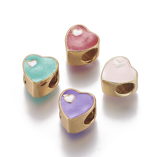 PandaHall Brass Enamel European Beads, Large Hole Beads, Long-Lasting Plated, Heart, Golden, Mixed Color, 10x10x7mm, Hole: 5mm Brass+Enamel..., Multicolor
PandaHall Brass Enamel European Beads, Large Hole Beads, Long-Lasting Plated, Heart, Golden, Mixed Color, 10x10x7mm, Hole: 5mm Brass+Enamel..., Multicolor