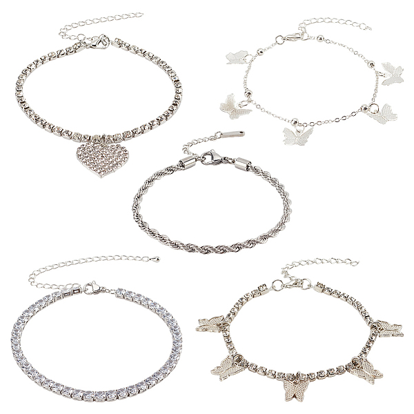 PandaHall ANATTASOUL 5Pcs 5 Style Clear Cubic Zirconia Tennis Anklets Set, Brass & Alloy Butterfly Charms Anklets with Twist Rope Chains for...
PandaHall ANATTASOUL 5Pcs 5 Style Clear Cubic Zirconia Tennis Anklets Set, Brass & Alloy Butterfly Charms Anklets with Twist Rope Chains for...