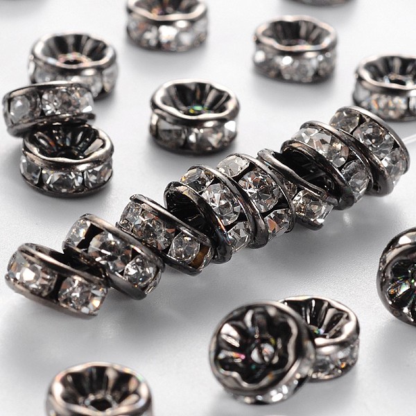PandaHall Brass Rhinestone Spacer Beads, Grade AAA, Straight Flange, Gunmetal, Rondelle, Crystal, 8x3.8mm, Hole: 1.5mm Brass+Rhinestone..., Clear
PandaHall Brass Rhinestone Spacer Beads, Grade AAA, Straight Flange, Gunmetal, Rondelle, Crystal, 8x3.8mm, Hole: 1.5mm Brass+Rhinestone..., Clear