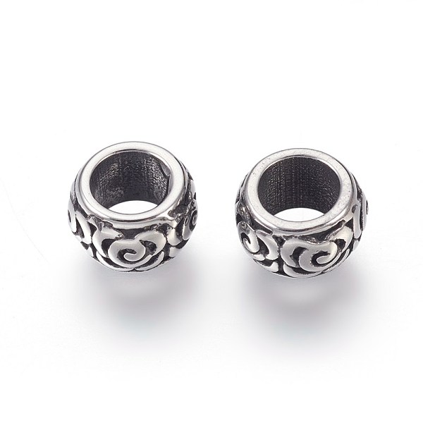 PandaHall 304 Stainless Steel Beads, Large Hole Beads, Rondelle with Rose/Flower, Antique Silver, 10x6.5mm, Hole: 6mm 304 Stainless Steel...
PandaHall 304 Stainless Steel Beads, Large Hole Beads, Rondelle with Rose/Flower, Antique Silver, 10x6.5mm, Hole: 6mm 304 Stainless Steel...