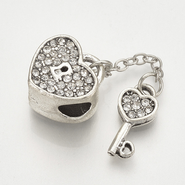 PandaHall Alloy Rhinestone European Dangle Charms, Large Hole Pendants, Heart Lock & Key, Antique Silver, Crystal, 44mm, Hole: 5mm, Lock..., Clear
PandaHall Alloy Rhinestone European Dangle Charms, Large Hole Pendants, Heart Lock & Key, Antique Silver, Crystal, 44mm, Hole: 5mm, Lock..., Clear