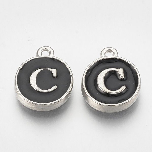 PandaHall Alloy Enamel Charms, Flat Round with Letter, Platinum, Black, Letter.C, 14x11.5x2.5mm, Hole: 1mm Brass+Enamel Letter C Black
PandaHall Alloy Enamel Charms, Flat Round with Letter, Platinum, Black, Letter.C, 14x11.5x2.5mm, Hole: 1mm Brass+Enamel Letter C Black
