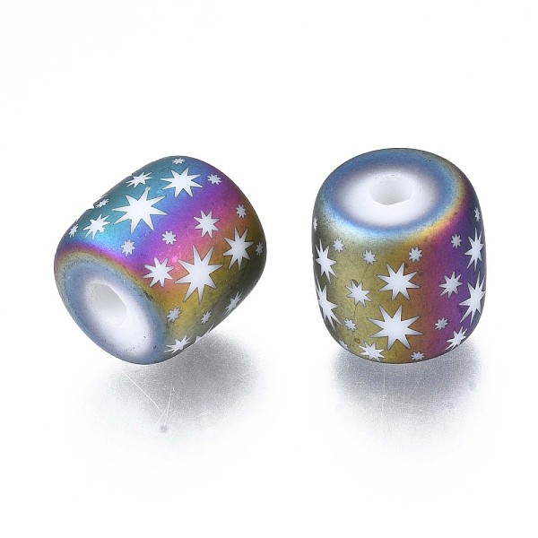 PandaHall Electroplate Glass Beads, Frosted, Column with Star Pattern, Colorful, 11.5x11.5mm, Hole: 2.5mm, about 100pcs/bag Glass Star
PandaHall Electroplate Glass Beads, Frosted, Column with Star Pattern, Colorful, 11.5x11.5mm, Hole: 2.5mm, about 100pcs/bag Glass Star