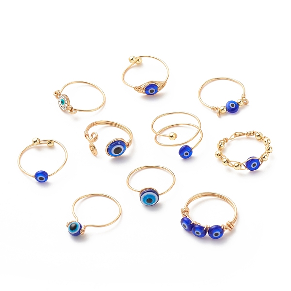 PandaHall 10Pcs 10 Style Resin & Lampwork Evil Eye Beaded Finger Rings, Copper Wire Wrap Jewelry for Women, Golden, US Size 7 3/4~10 1/2...
PandaHall 10Pcs 10 Style Resin & Lampwork Evil Eye Beaded Finger Rings, Copper Wire Wrap Jewelry for Women, Golden, US Size 7 3/4~10 1/2...