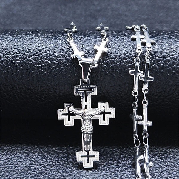 PandaHall 304 Stainless Steel Pendant Necklaces for Women Men, Cross with Jesus Pattern, Stainless Steel Color, 17.56~18.03 inch...
PandaHall 304 Stainless Steel Pendant Necklaces for Women Men, Cross with Jesus Pattern, Stainless Steel Color, 17.56~18.03 inch...
