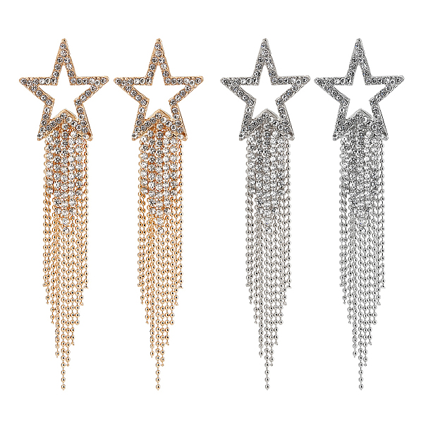PandaHall ANATTASOUL 2 Pairs 2 Colors Alloy Hollow Star Dangle Stud Earrings, Crystal Rhinestone Tassel Earrings, Platinum & Light Gold...
PandaHall ANATTASOUL 2 Pairs 2 Colors Alloy Hollow Star Dangle Stud Earrings, Crystal Rhinestone Tassel Earrings, Platinum & Light Gold...