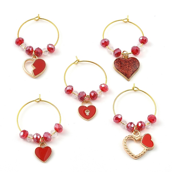 PandaHall Valentine's Day Theme Heart Alloy Enamel Wine Glass Charms, with Glass Beads and Brass Hoop Earrings Findings, Red...
PandaHall Valentine's Day Theme Heart Alloy Enamel Wine Glass Charms, with Glass Beads and Brass Hoop Earrings Findings, Red...