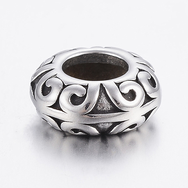 PandaHall 304 Stainless Steel Beads, Large Hole Beads, Rondelle, Antique Silver, 11x5mm, Hole: 5.5mm 304 Stainless Steel Rondelle
PandaHall 304 Stainless Steel Beads, Large Hole Beads, Rondelle, Antique Silver, 11x5mm, Hole: 5.5mm 304 Stainless Steel Rondelle