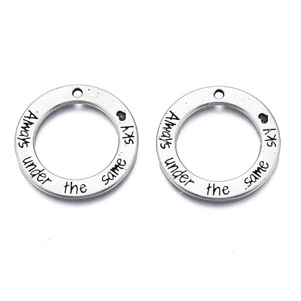 PandaHall Tibetan Style Alloy Pendants, Cadmium Free & Lead Free, Ring with Words Always Under The Same Sky, Antique Silver, 25x1.5mm, Hole...
PandaHall Tibetan Style Alloy Pendants, Cadmium Free & Lead Free, Ring with Words Always Under The Same Sky, Antique Silver, 25x1.5mm, Hole...