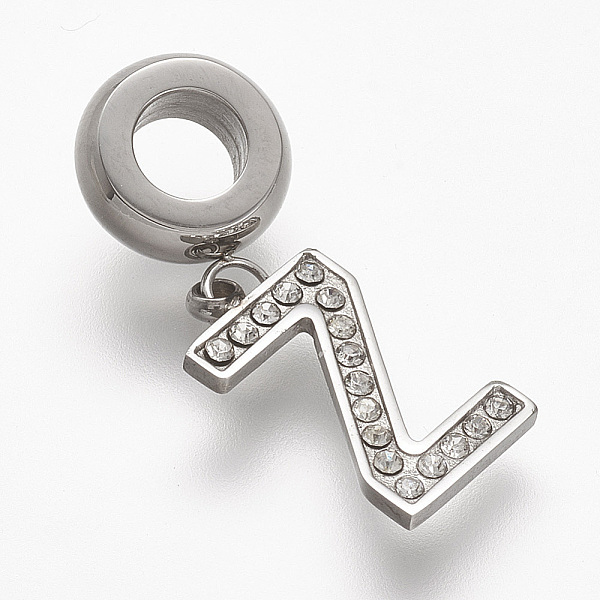 PandaHall 304 Stainless Steel European Dangle Charms, with Rhinestone, Letter.Z, 25mm, Hole: 4.5mm, 14.5x8x1.5mm 304 Stainless Steel Letter..., Clear
PandaHall 304 Stainless Steel European Dangle Charms, with Rhinestone, Letter.Z, 25mm, Hole: 4.5mm, 14.5x8x1.5mm 304 Stainless Steel Letter..., Clear