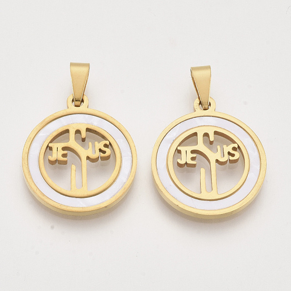 PandaHall Religion Theme 201 Stainless Steel Pendants, with Shell and Random Size Snap on Bails, Flat Round with Word JESUS, Golden...
PandaHall Religion Theme 201 Stainless Steel Pendants, with Shell and Random Size Snap on Bails, Flat Round with Word JESUS, Golden...