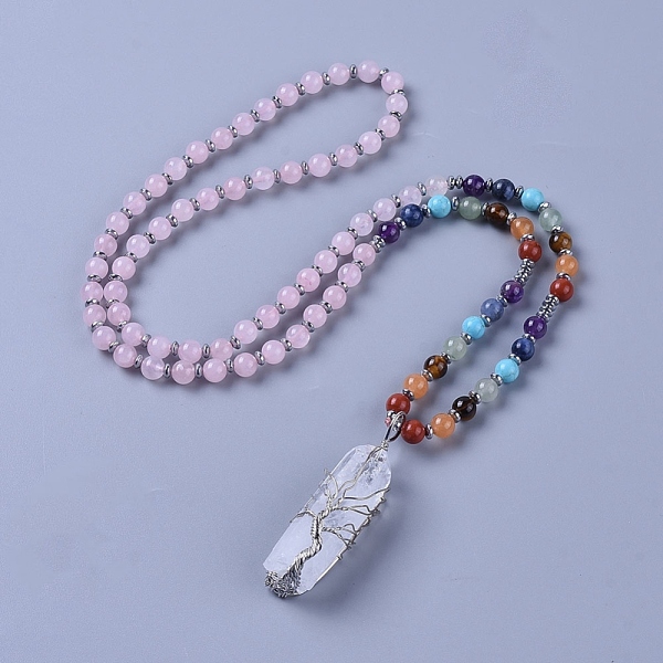 PandaHall Natural Rose Quartz Pendant Necklace, with Quartz Crystal Pendant and Brass Findings, 28.3 inch(72cm), beads: 4~6.5mm, pendant...
PandaHall Natural Rose Quartz Pendant Necklace, with Quartz Crystal Pendant and Brass Findings, 28.3 inch(72cm), beads: 4~6.5mm, pendant...