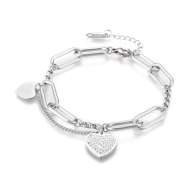 PandaHall 304 Stainless Steel Charm Bracelets, Chain Bracelets, with Polymer Clay Rhinestone and Lobster Claw Clasps, Heart, Stainless Steel...
PandaHall 304 Stainless Steel Charm Bracelets, Chain Bracelets, with Polymer Clay Rhinestone and Lobster Claw Clasps, Heart, Stainless Steel...