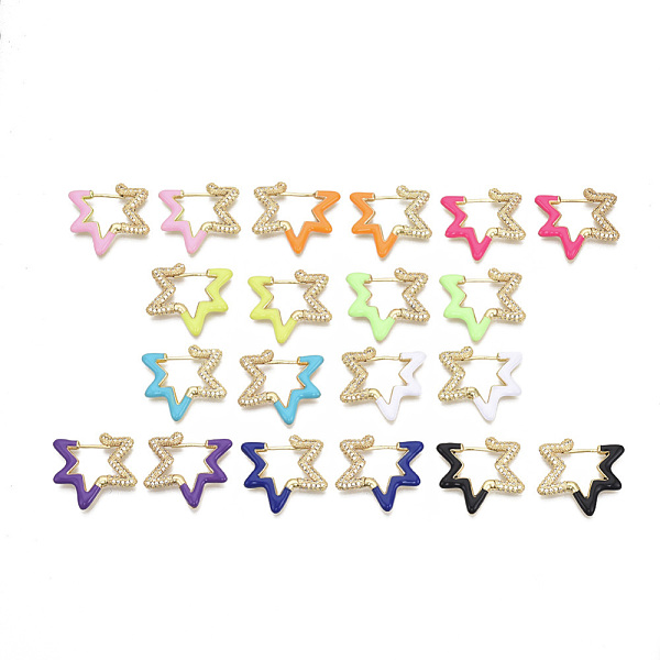 PandaHall Brass Micro Pave Clear Cubic Zirconia Huggie Hoop Earrings, with Enamel, Real 18K Gold Plated, Nickel Free, Star, Mixed Color..., Multicolor
PandaHall Brass Micro Pave Clear Cubic Zirconia Huggie Hoop Earrings, with Enamel, Real 18K Gold Plated, Nickel Free, Star, Mixed Color..., Multicolor
