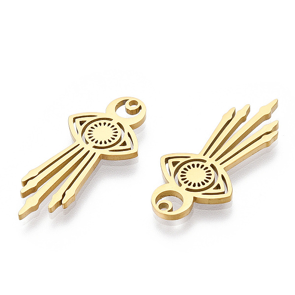 PandaHall Ion Plating(IP) 304 Stainless Steel Pendants, Laser Cut, Eye Charm, Real 18K Gold Plated, 30x14x1.5mm, Hole: 1.5mm 304 Stainless...
PandaHall Ion Plating(IP) 304 Stainless Steel Pendants, Laser Cut, Eye Charm, Real 18K Gold Plated, 30x14x1.5mm, Hole: 1.5mm 304 Stainless...