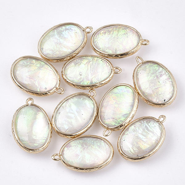 PandaHall Resin Pendants, with Brass Findings, Oval, Golden, Colorful, 23x15x7mm, Hole: 1.2mm Brass+Resin Oval
PandaHall Resin Pendants, with Brass Findings, Oval, Golden, Colorful, 23x15x7mm, Hole: 1.2mm Brass+Resin Oval
