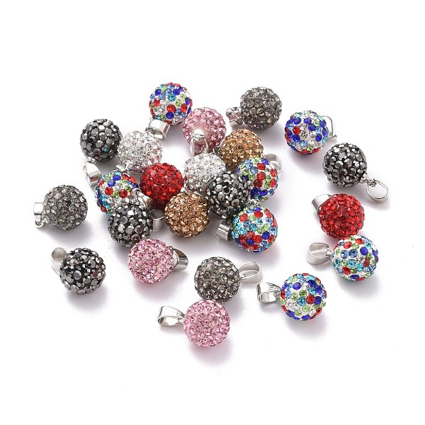 PandaHall Polymer Clay Rhinestone Pendants, with Platinum Tone Iron Pinch Bail, Round, Mixed Color, PP10(1.6~1.7mm), 13x10mm, Hole: 5x3mm..., Multicolor
PandaHall Polymer Clay Rhinestone Pendants, with Platinum Tone Iron Pinch Bail, Round, Mixed Color, PP10(1.6~1.7mm), 13x10mm, Hole: 5x3mm..., Multicolor