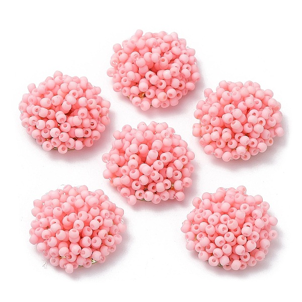 PandaHall Glass Seed Beaded Cabochons, Cluster Beads, with Golden Plated Iron Perforated Disc Settings, Half Round, Light Coral, 19.5x9mm...
PandaHall Glass Seed Beaded Cabochons, Cluster Beads, with Golden Plated Iron Perforated Disc Settings, Half Round, Light Coral, 19.5x9mm...