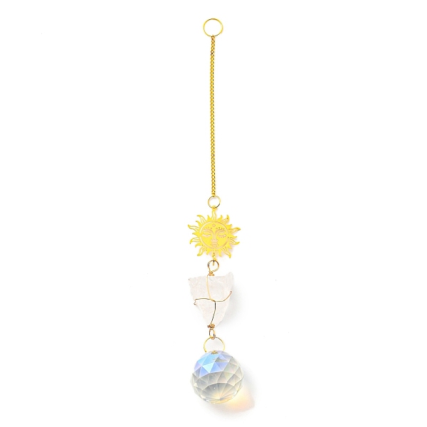 PandaHall Wire Wrapped Nuggets Natural Quartz Crystal Pendant Decorations, Brass Sun and Glass Round Tassels Hanging Ornaments, 235mm, Hole...
PandaHall Wire Wrapped Nuggets Natural Quartz Crystal Pendant Decorations, Brass Sun and Glass Round Tassels Hanging Ornaments, 235mm, Hole...