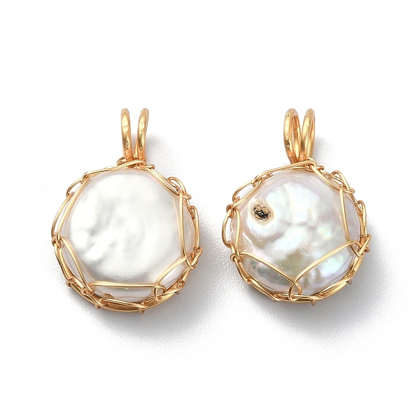 PandaHall Natural Cultured Freshwater Keshi Pearl Beads Pendants, Flat Round Button Charms, with Long-Lasting Plated Golden Tone Copper Wire..., White
PandaHall Natural Cultured Freshwater Keshi Pearl Beads Pendants, Flat Round Button Charms, with Long-Lasting Plated Golden Tone Copper Wire..., White