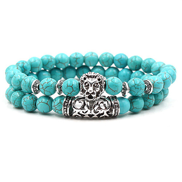 PandaHall 2Pcs Synthetic Turquoise Stretch Bracelet Sets for Women Men, with Tibetan Style Alloy Beads, Lion, 2pcs/set Synthetic Turquoise...
PandaHall 2Pcs Synthetic Turquoise Stretch Bracelet Sets for Women Men, with Tibetan Style Alloy Beads, Lion, 2pcs/set Synthetic Turquoise...