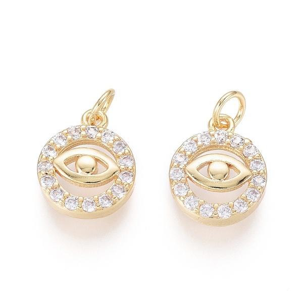 PandaHall Brass Charms, with Clear Cubic Zirconia and Jump Rings, Flat Round with Eye, Golden, 11.5x9x3mm, Hole: 2.5mm Brass+Cubic Zirconia...
PandaHall Brass Charms, with Clear Cubic Zirconia and Jump Rings, Flat Round with Eye, Golden, 11.5x9x3mm, Hole: 2.5mm Brass+Cubic Zirconia...