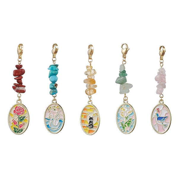 PandaHall Alloy Enamel Pendant Decorations, with Natural & Synthetic Gemstone, Oval with Animal, Mixed Color, 70~72mm Mixed Stone Oval..., Multicolor
PandaHall Alloy Enamel Pendant Decorations, with Natural & Synthetic Gemstone, Oval with Animal, Mixed Color, 70~72mm Mixed Stone Oval..., Multicolor
