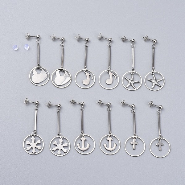 PandaHall Stainless Steel Dangle Ear Studs, with Brass Linking Rings/Post Stud Findings and Plastic Ear Nuts, Mixed Shapes, Stainless Steel...
PandaHall Stainless Steel Dangle Ear Studs, with Brass Linking Rings/Post Stud Findings and Plastic Ear Nuts, Mixed Shapes, Stainless Steel...