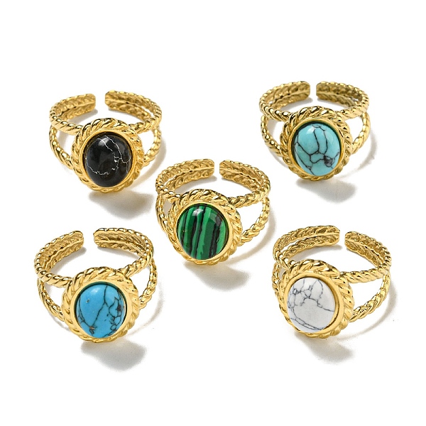 PandaHall 304 Stainless Steel Open Cuff Rings, Synthetic Malachite & Turquoise Oval Finger Rings for Women Men, Real 18K Gold Plated...
PandaHall 304 Stainless Steel Open Cuff Rings, Synthetic Malachite & Turquoise Oval Finger Rings for Women Men, Real 18K Gold Plated...