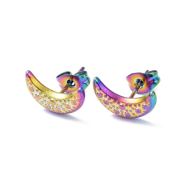 PandaHall Ion Plating(IP) 304 Stainless Steel Stud Earring for Women, Moon, Rainbow Color, 12.8x8mm, Pin: 0.8mm 304 Stainless Steel Moon
PandaHall Ion Plating(IP) 304 Stainless Steel Stud Earring for Women, Moon, Rainbow Color, 12.8x8mm, Pin: 0.8mm 304 Stainless Steel Moon