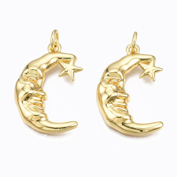 PandaHall Brass Pendants, with Jump Rings, Nickel Free, Moon with Star, Real 16K Gold Plated, 22x15x4mm, Hole: 3mm Brass Moon
PandaHall Brass Pendants, with Jump Rings, Nickel Free, Moon with Star, Real 16K Gold Plated, 22x15x4mm, Hole: 3mm Brass Moon
