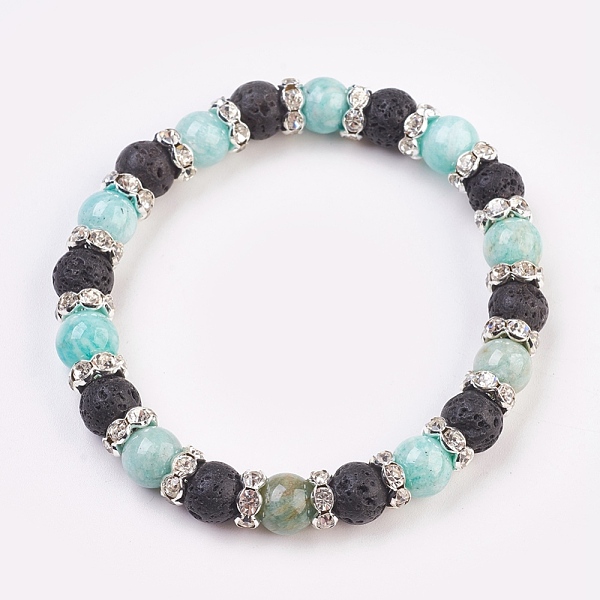 PandaHall Natural Flower Amazonite Stretch Bracelets, with Brass Rhinestone Spacer Beads, 2 inch(5.2cm) Amazonite Green
PandaHall Natural Flower Amazonite Stretch Bracelets, with Brass Rhinestone Spacer Beads, 2 inch(5.2cm) Amazonite Green