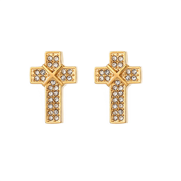 PandaHall Cross Stainless Steel Crystal Rhinestone Stud Earrings for Women, Golden Stainless Steel Cross Clear
PandaHall Cross Stainless Steel Crystal Rhinestone Stud Earrings for Women, Golden Stainless Steel Cross Clear