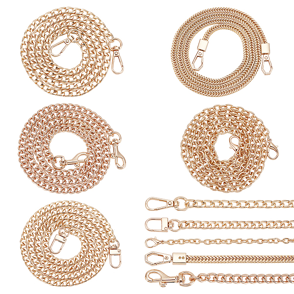 PandaHall WADORN 5Pcs 5 Styles Alloy & Iron Chain Bag Straps, with Clasp, Light Gold, 1000~1012mm, 1pc/style Alloy
PandaHall WADORN 5Pcs 5 Styles Alloy & Iron Chain Bag Straps, with Clasp, Light Gold, 1000~1012mm, 1pc/style Alloy