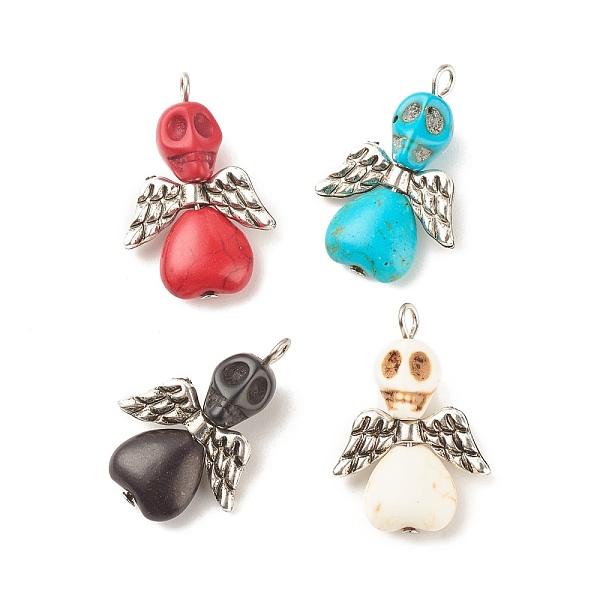 PandaHall Halloween Dyed Synthetic Turquoise Pendants, with CCB Plastic Wings and Platinum Tone Iron Loops, Skull Angel, Mixed Color..., Multicolor
PandaHall Halloween Dyed Synthetic Turquoise Pendants, with CCB Plastic Wings and Platinum Tone Iron Loops, Skull Angel, Mixed Color..., Multicolor