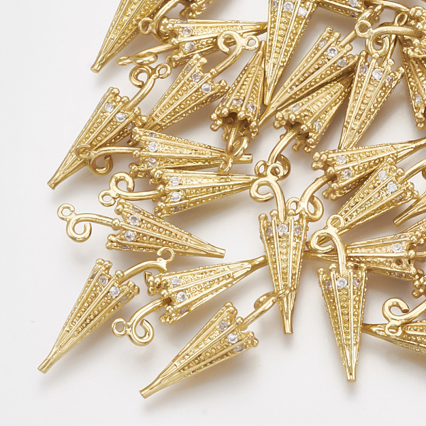 PandaHall Brass Pendants, with Cubic Zirconia, Umbrella, Clear, Real 18K Gold Plated, 22.5x6mm, Hole: 1mm Brass+Cubic Zirconia Umbrella...
PandaHall Brass Pendants, with Cubic Zirconia, Umbrella, Clear, Real 18K Gold Plated, 22.5x6mm, Hole: 1mm Brass+Cubic Zirconia Umbrella...