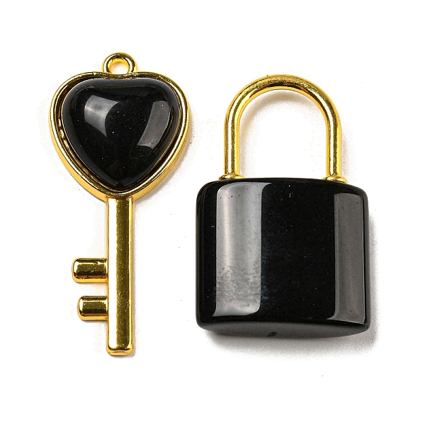 PandaHall Natural Obsidian Pendants, Heart Key & Lock Charms with Golden Plated Alloy Findings, 32.5~38x20~17x6~7mm, Hole: 1.8~2mm, 2pcs/set...
PandaHall Natural Obsidian Pendants, Heart Key & Lock Charms with Golden Plated Alloy Findings, 32.5~38x20~17x6~7mm, Hole: 1.8~2mm, 2pcs/set...