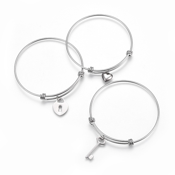 PandaHall 304 Stainless Steel Charm Bangles, Mixed Shapes, Stainless Steel Color, 2-1/2 inch(6.5cm) 304 Stainless Steel
PandaHall 304 Stainless Steel Charm Bangles, Mixed Shapes, Stainless Steel Color, 2-1/2 inch(6.5cm) 304 Stainless Steel