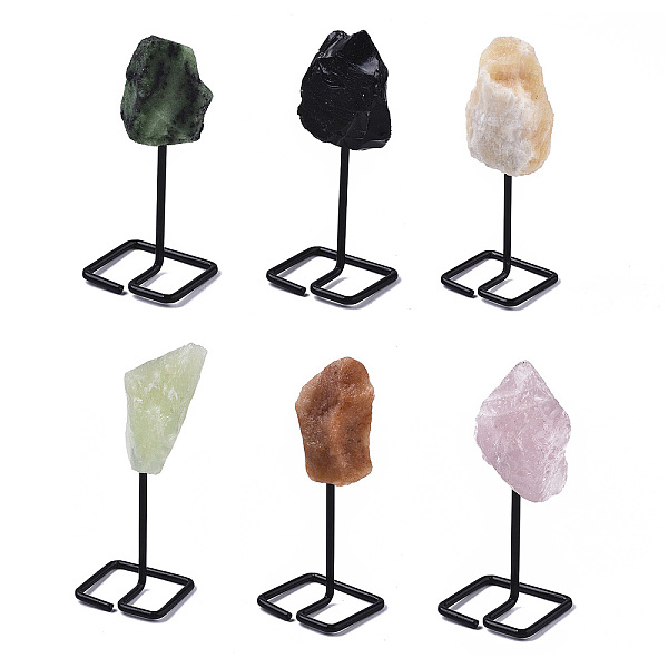 PandaHall Natural Mixed Stone Display Decorations, Rough Raw Stone, with Spray Painted Iron Findings, Nuggets, 111~158mm Mixed Stone Nuggets
PandaHall Natural Mixed Stone Display Decorations, Rough Raw Stone, with Spray Painted Iron Findings, Nuggets, 111~158mm Mixed Stone Nuggets