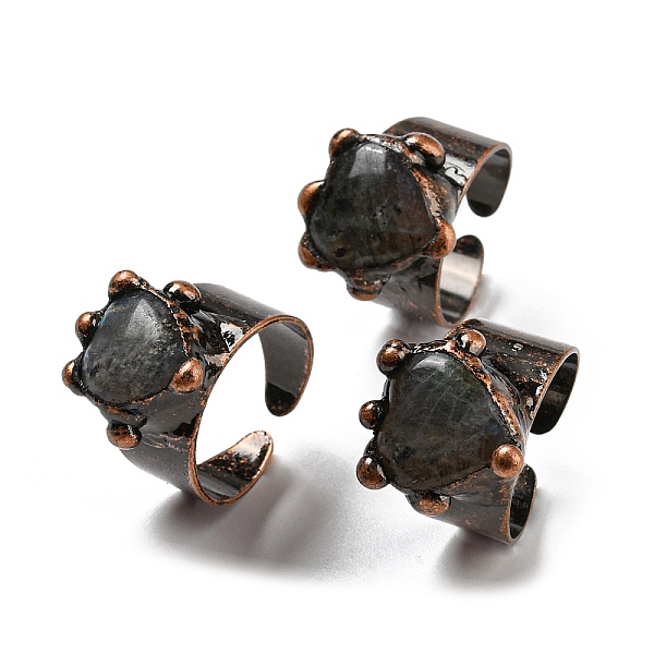 PandaHall Heart Natural Labradorite Open Cuff Rings, Red Copper Tin Finger Ring, Cadmium Free & Lead Free, Inner Diameter: 18~18.3mm...
PandaHall Heart Natural Labradorite Open Cuff Rings, Red Copper Tin Finger Ring, Cadmium Free & Lead Free, Inner Diameter: 18~18.3mm...