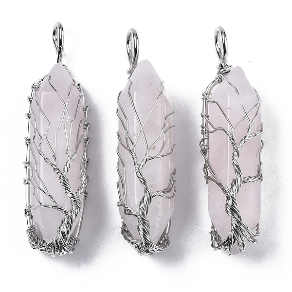 PandaHall Natural Rose Quartz Big Wire Wrapped Pendants, with Brass Wires, prismatic with Tree of Life, Platinum, 48~62x14~17x13~18mm, Hole...
PandaHall Natural Rose Quartz Big Wire Wrapped Pendants, with Brass Wires, prismatic with Tree of Life, Platinum, 48~62x14~17x13~18mm, Hole...