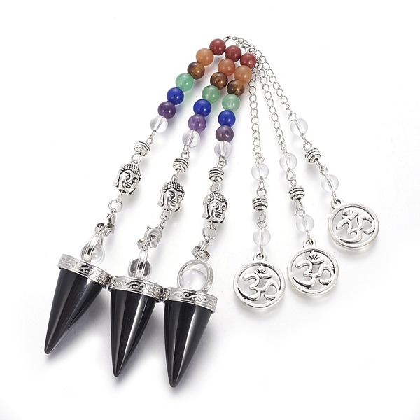 PandaHall Chakra Jewelry Natural Obsidian Cone Dowsing Pendulums, with Brass Finding and Alloy Chain, Antique Silver, 235~245x2.5mm Obsidian...
PandaHall Chakra Jewelry Natural Obsidian Cone Dowsing Pendulums, with Brass Finding and Alloy Chain, Antique Silver, 235~245x2.5mm Obsidian...