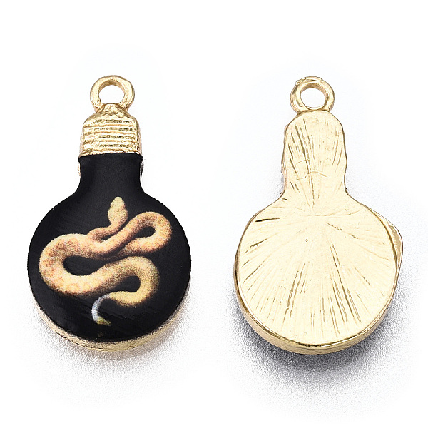 PandaHall Printed Alloy Enamel Pendants, Lead Free & Nickel Free & Cadmium Free, Light Gold, Light Bulb Charm, Snake Pattern, 22x12x2.5mm..., Black
PandaHall Printed Alloy Enamel Pendants, Lead Free & Nickel Free & Cadmium Free, Light Gold, Light Bulb Charm, Snake Pattern, 22x12x2.5mm..., Black