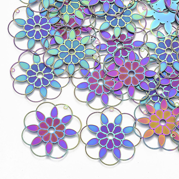 PandaHall Ion Plating(IP) 304 Stainless Steel Filigree Pendants, Etched Metal Embellishments, Flower, Rainbow Color, 33x33x0.3mm, Hole...
PandaHall Ion Plating(IP) 304 Stainless Steel Filigree Pendants, Etched Metal Embellishments, Flower, Rainbow Color, 33x33x0.3mm, Hole...