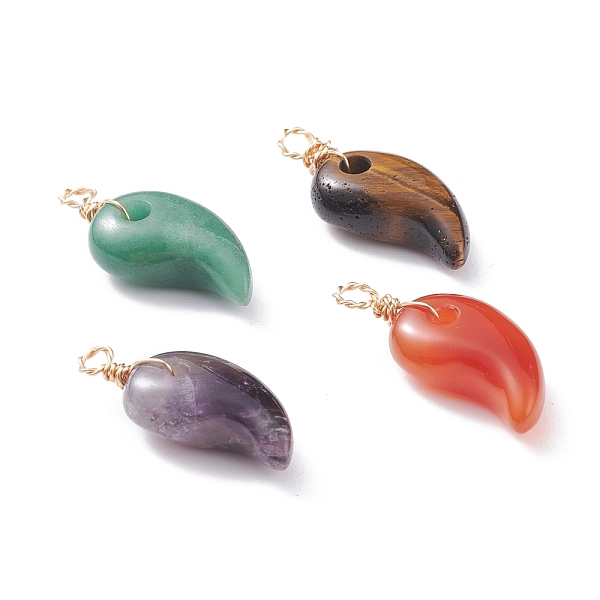 PandaHall Natural Mixed Stone Pendants, with Real 18K Gold Plated Eco-Friendly Copper Wire, Magatama, 30~31x13x8~8.5mm, Hole: 3mm Mixed...
PandaHall Natural Mixed Stone Pendants, with Real 18K Gold Plated Eco-Friendly Copper Wire, Magatama, 30~31x13x8~8.5mm, Hole: 3mm Mixed...